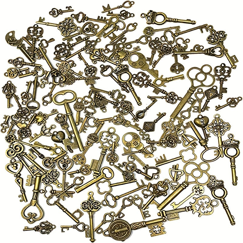 50 Pcs Vintage Skeleton Key Charm Set for Jewelry Making & Wedding Favors