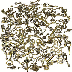 50 Pcs Vintage Skeleton Key Charm Set for Jewelry Making & Wedding Favors