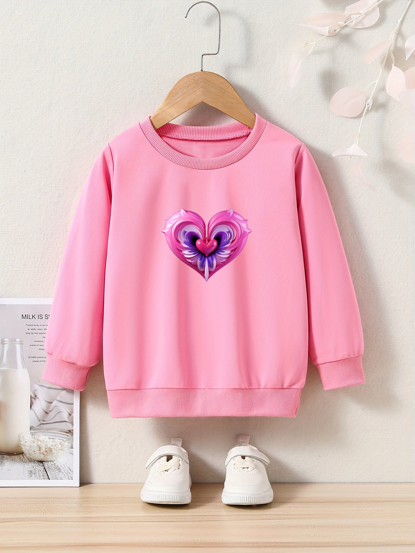 OERYUI Toddler Cartoon Love Pattern Long Sleeve Sweatshirt Top
