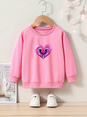 OERYUI Toddler Cartoon Love Pattern Long Sleeve Sweatshirt Top