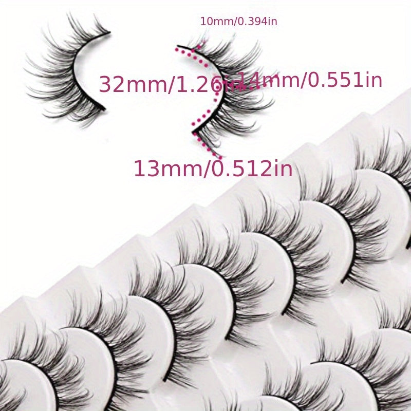 10 Pairs Fluffy Faux Mink Natural Look False Eyelashes 6D75