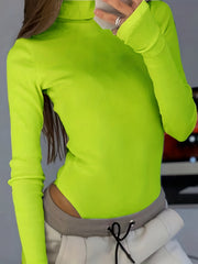 Ribbed Turtle Neck Bodysuit Long Sleeve