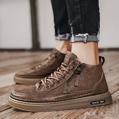 Men's Zipper Boots Retro Style Comfortable