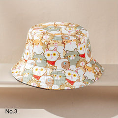 Kids' Warm Cat Pattern Bucket Hat