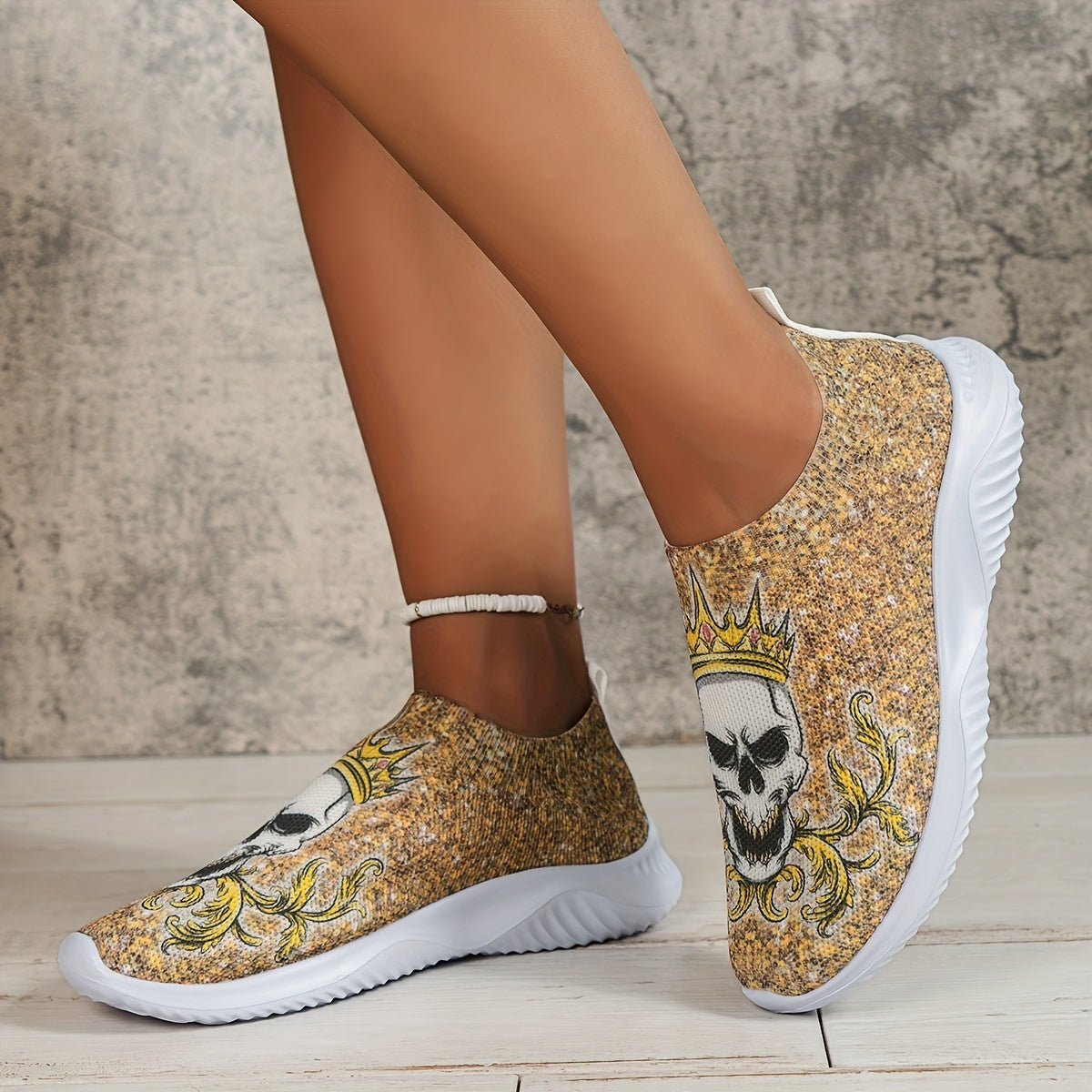 Women's Skull Pattern Sneakers Halloween Trainers
