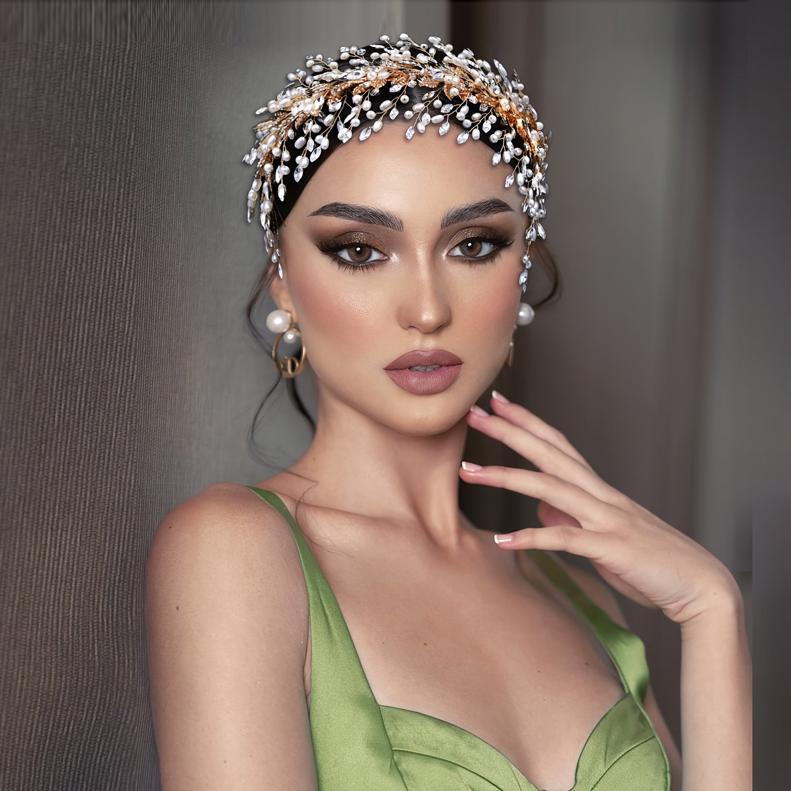 Golden Leaves Rhinestone Bridal Hairband Wedding Headdress
