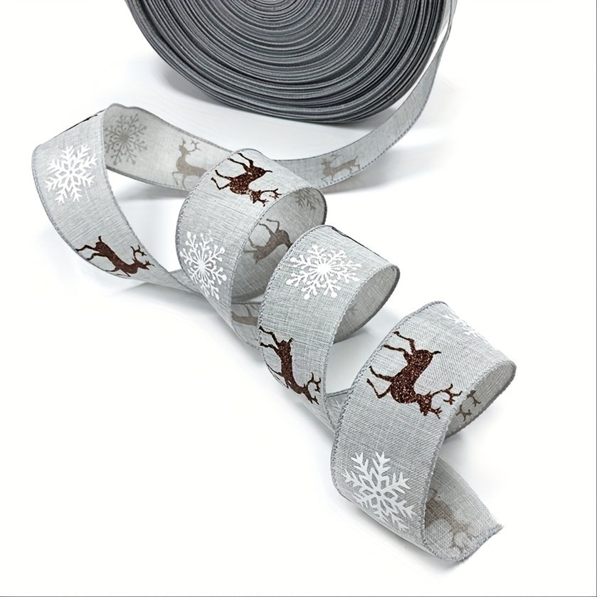 Christmas Burlap Ribbon Snowflake Elk Santa Claus Decoration Ribbon
