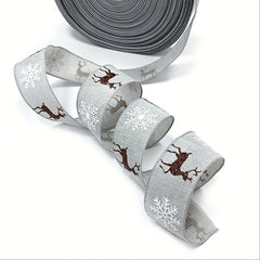 Christmas Burlap Ribbon Snowflake Elk Santa Claus Decoration Ribbon