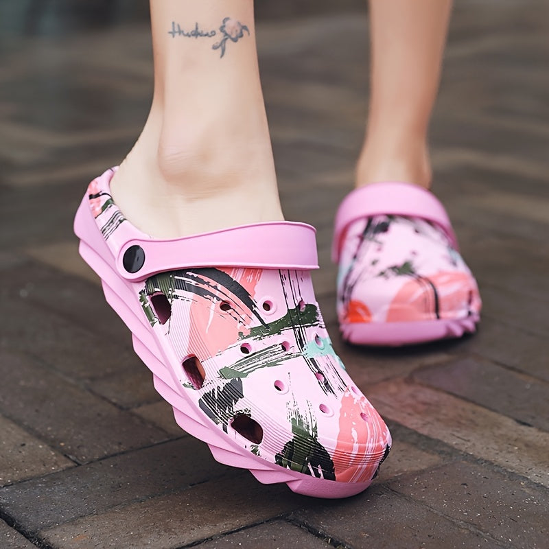 Women's Graffiti Beach Shoes Breathable Clogs