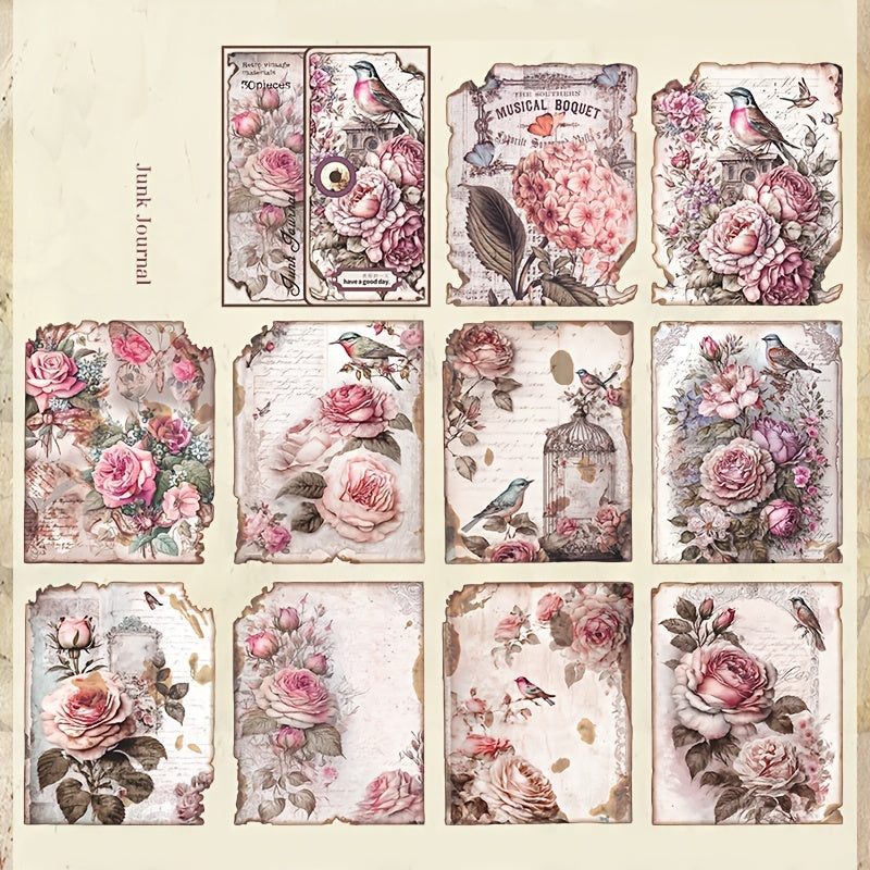 30pcs Vintage Flowers Plant Animal Material Paper Retro Paper Deco Scrapbooking