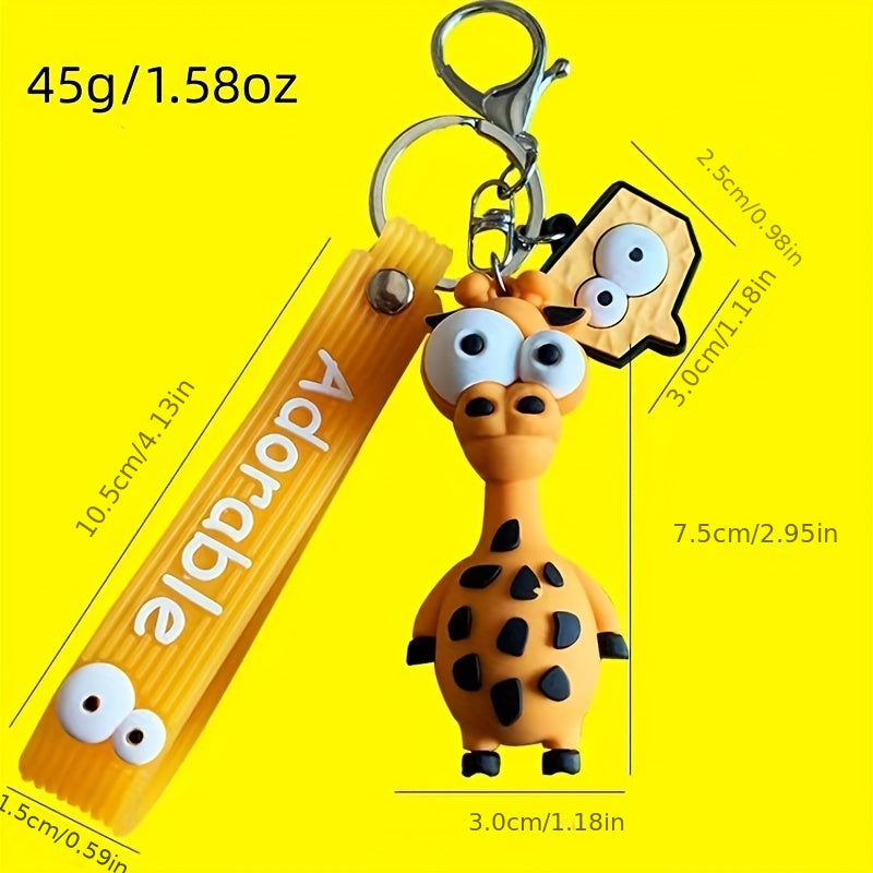 Cute Animal Keychains for Kids Giraffe Ostrich Monkey Pendant Keyrings