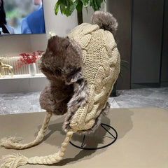 Christmas Thickened Warm Cycling Knitted Plush Ear Protection Hat