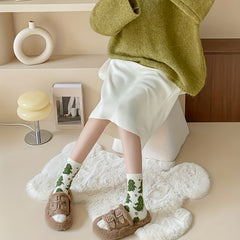3 Pairs Animals Pattern Socks Warm & Fuzzy Mid Tube Women's Stockings