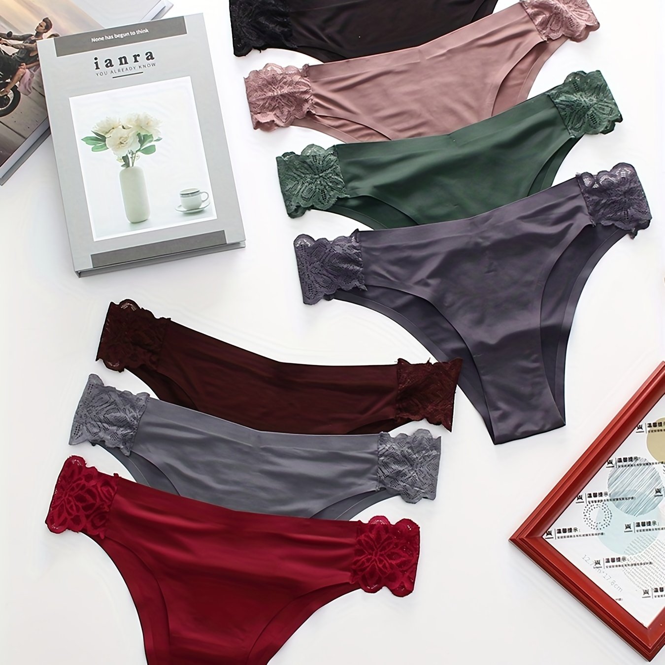 7pcs Lace Thongs Sexy Intimates Panties Women's Lingerie