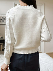 Solid Drop Shoulder Long Sleeve Knit Cardigan