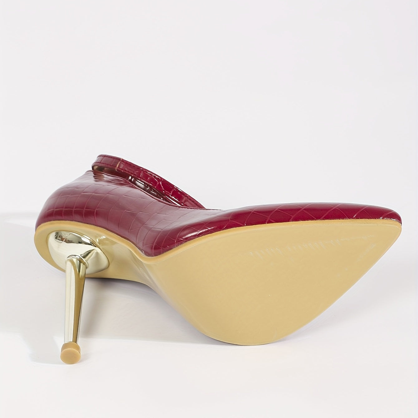 Sexy Ankle Strap Metallic Stilettos Patent Leather Dress Pumps
