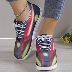 Women's Abstract Pattern Mesh Sneakers Lace Up Casual Slip On Trainers