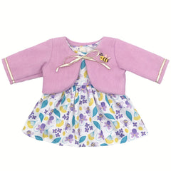 Purple Floral Doll Clothing Set for 18 Inch Dolls - Skirt and Shoes