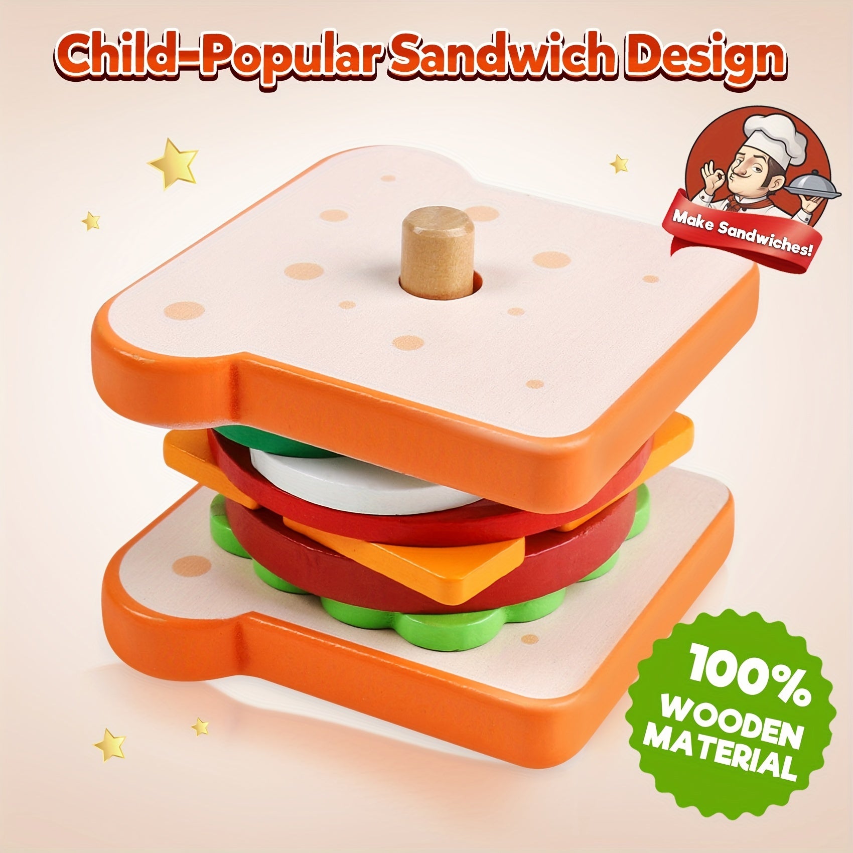 Wooden Sorting & Stacking Toy for Improved Hand-Eye Coordination