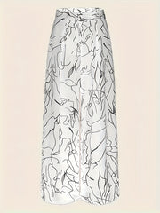 Abstract Print Wide Leg Pants Casual High Waist Loose Pants