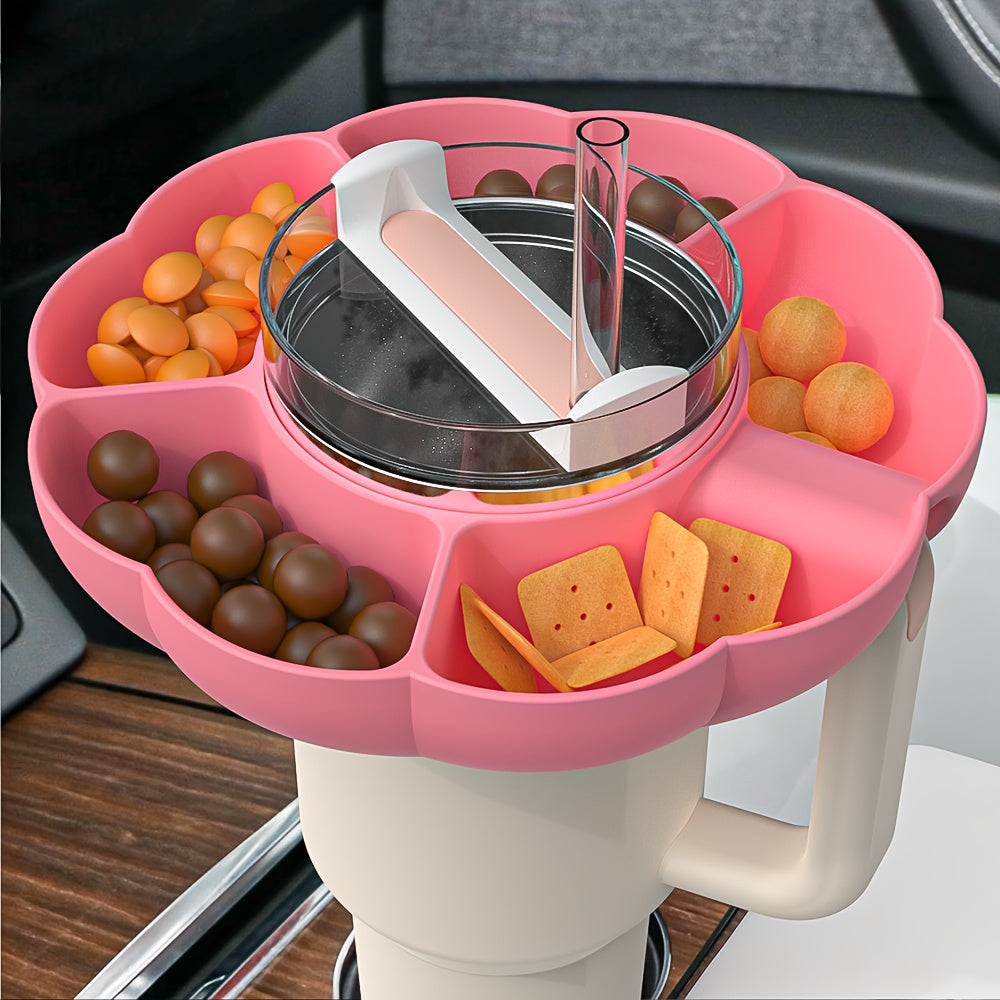 Silicone Flower Snack Bowl For 40Oz Cup 4 Compartments Reusable Tray