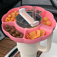 Silicone Flower Snack Bowl For 40Oz Cup 4 Compartments Reusable Tray
