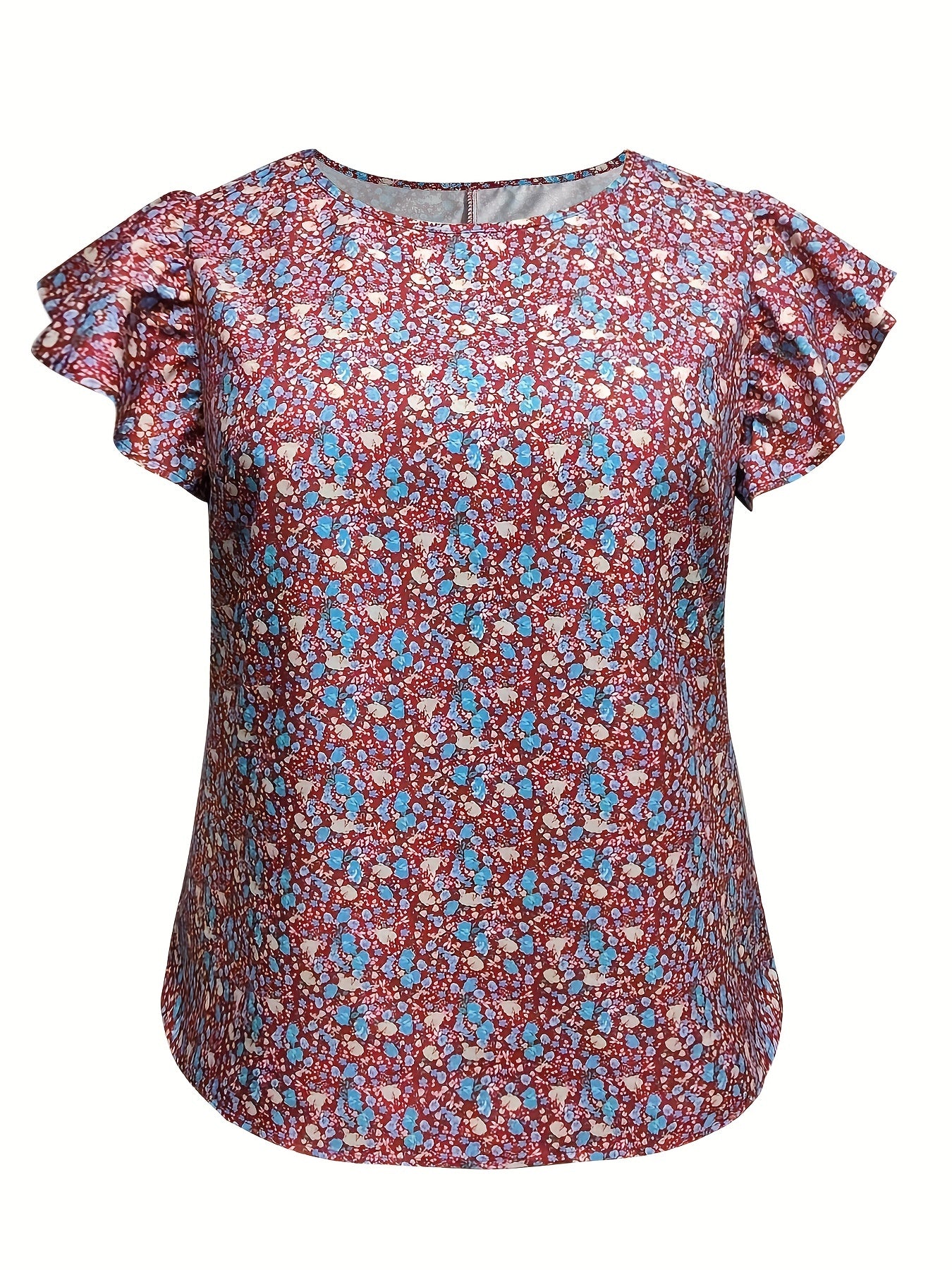 Ditsy Floral Print Ruffle Sleeve Blouse