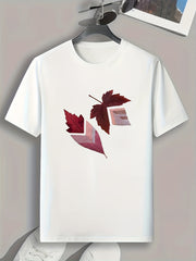 Leaf Pattern Print Men's Sports T-shirt Graphic Tee