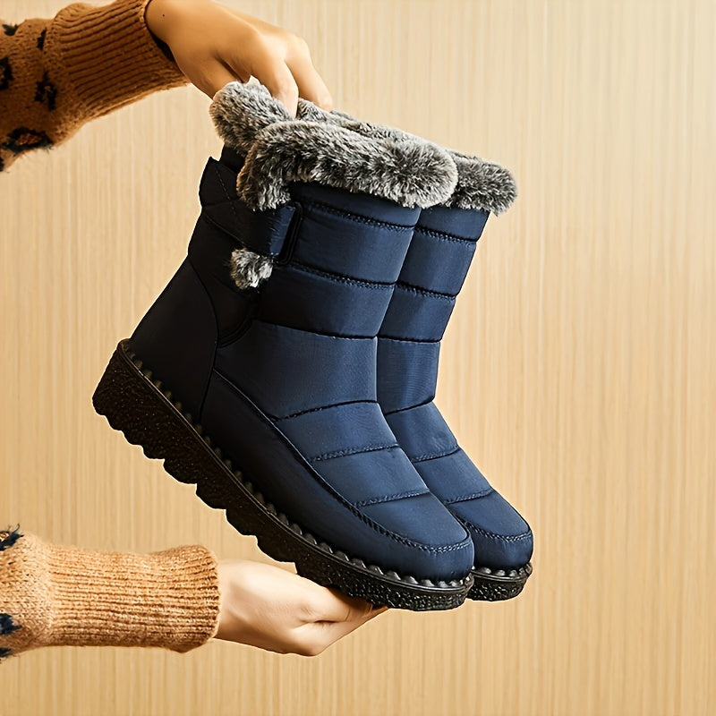 Waterproof Non slip Thickened Medium Tube Snow Boots for Women