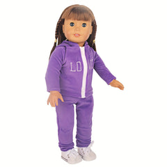 18" Doll Purple Casual Suit Winter Coat Pants Sports Clothes