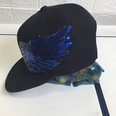 Sequined Wing Baseball Cap Hip Hop Flat Hat Men Women