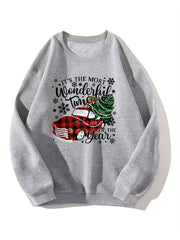 Christmas Graphic Sweatshirt for Winter & Fall Women's Clothing