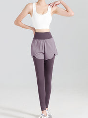 Solid Stretchy Yoga Sports Pants High Waist Tummy Control Fitness