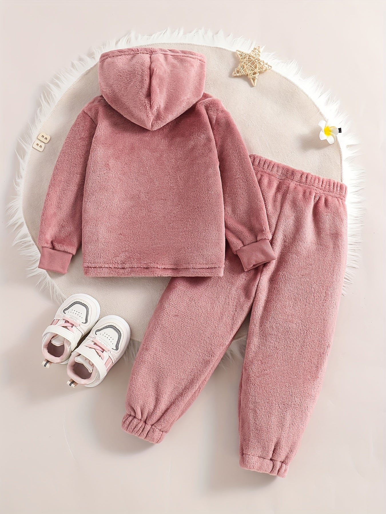 Girl's Fleece Loungewear Set Long Sleeve Hoodie Top & Pants