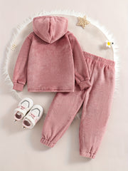 Girl's Fleece Loungewear Set Long Sleeve Hoodie Top & Pants