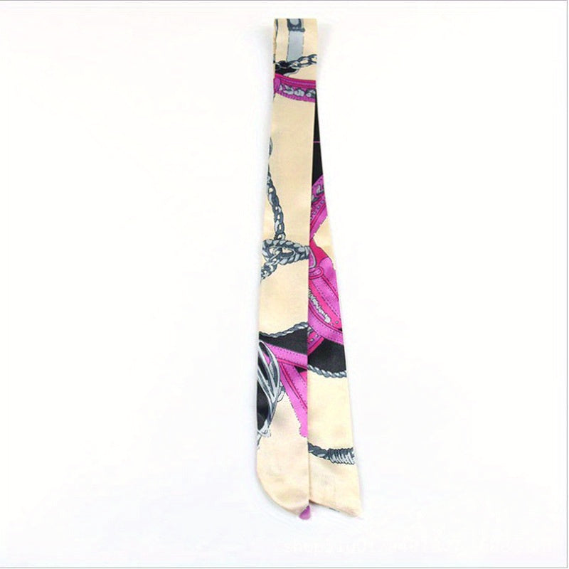 Pink Chain Print Skinny Scarf Bohemian Style