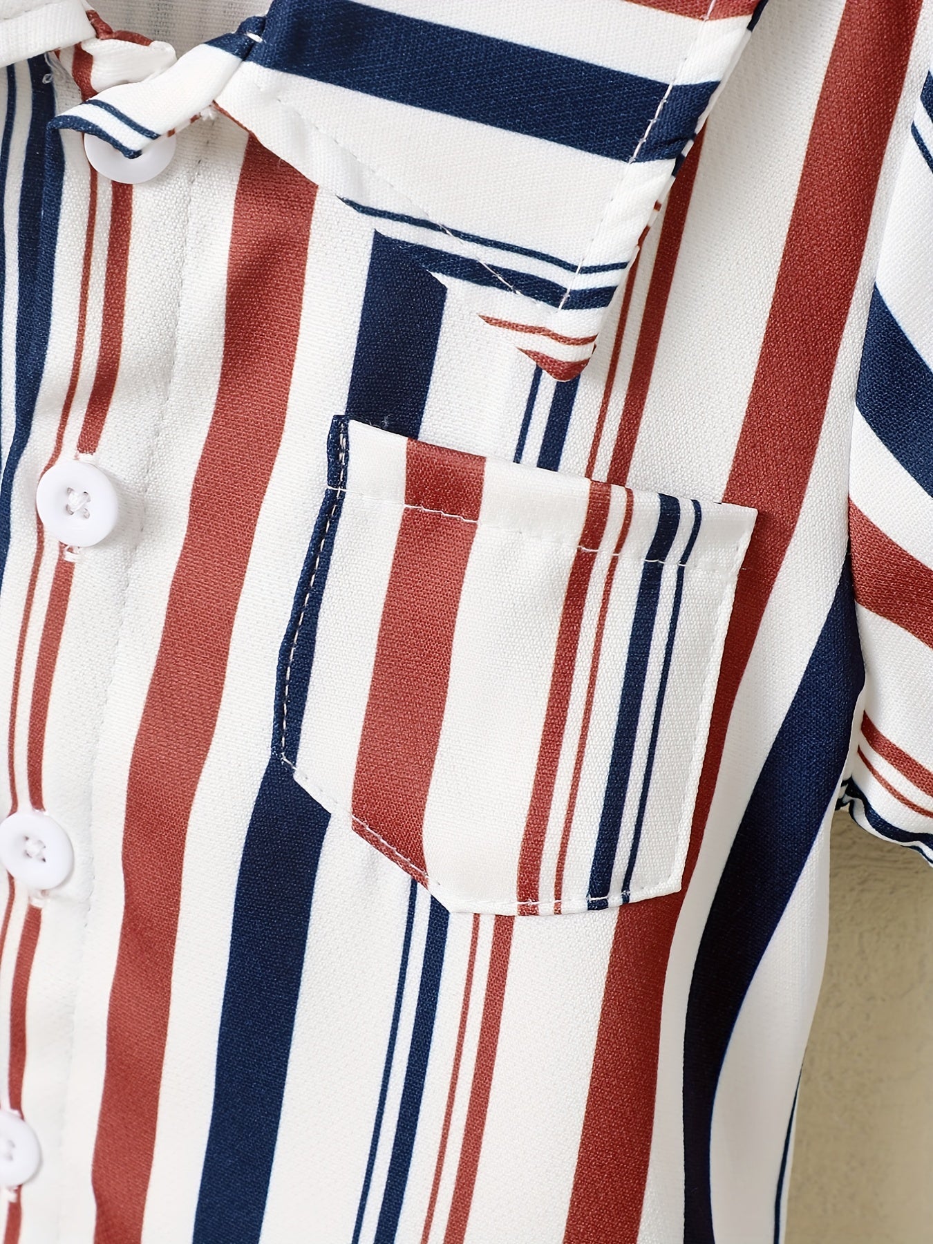 2pcs Baby Boys Striped Short Sleeve Shirt & Shorts Set For Summer