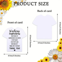 50pcs Clothing T Shirt Wash Instruction Card Shirt Care Instruction Card