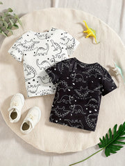 2pcs Baby Dinosaur Graphic T Shirt Comfy Tee Tops