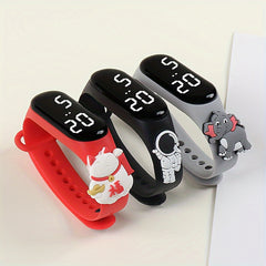 3pcs Animal Series Kids' Digital Watches Astronaut Elephant & Bear Designs