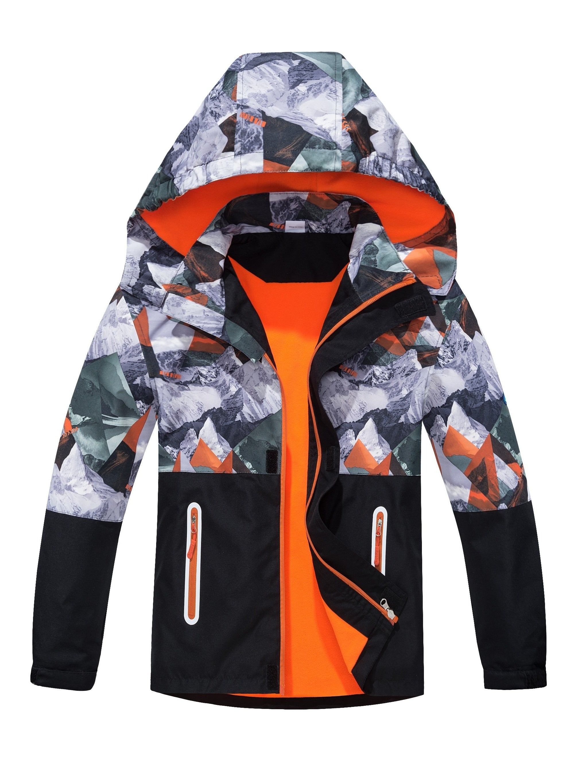 Boys Camo Rain Jacket Waterproof Coat With Hood