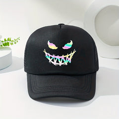 Summer Outdoor Sunshade Mesh Baseball Cap with Ghost Face Print