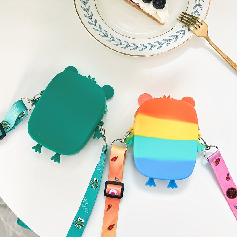 Frog Shape Rainbow Crossbody Bag Colorful Shoulder Straps Coin Purse Gift