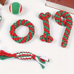Christmas Dog Chew Toys - 6PCS Bite Resistant Rope Molar Toy