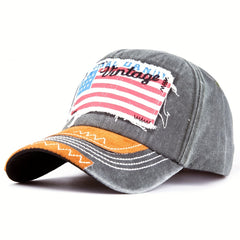 Vintage Distressed Flag Patch Baseball Cap Patriotic Dad Hat