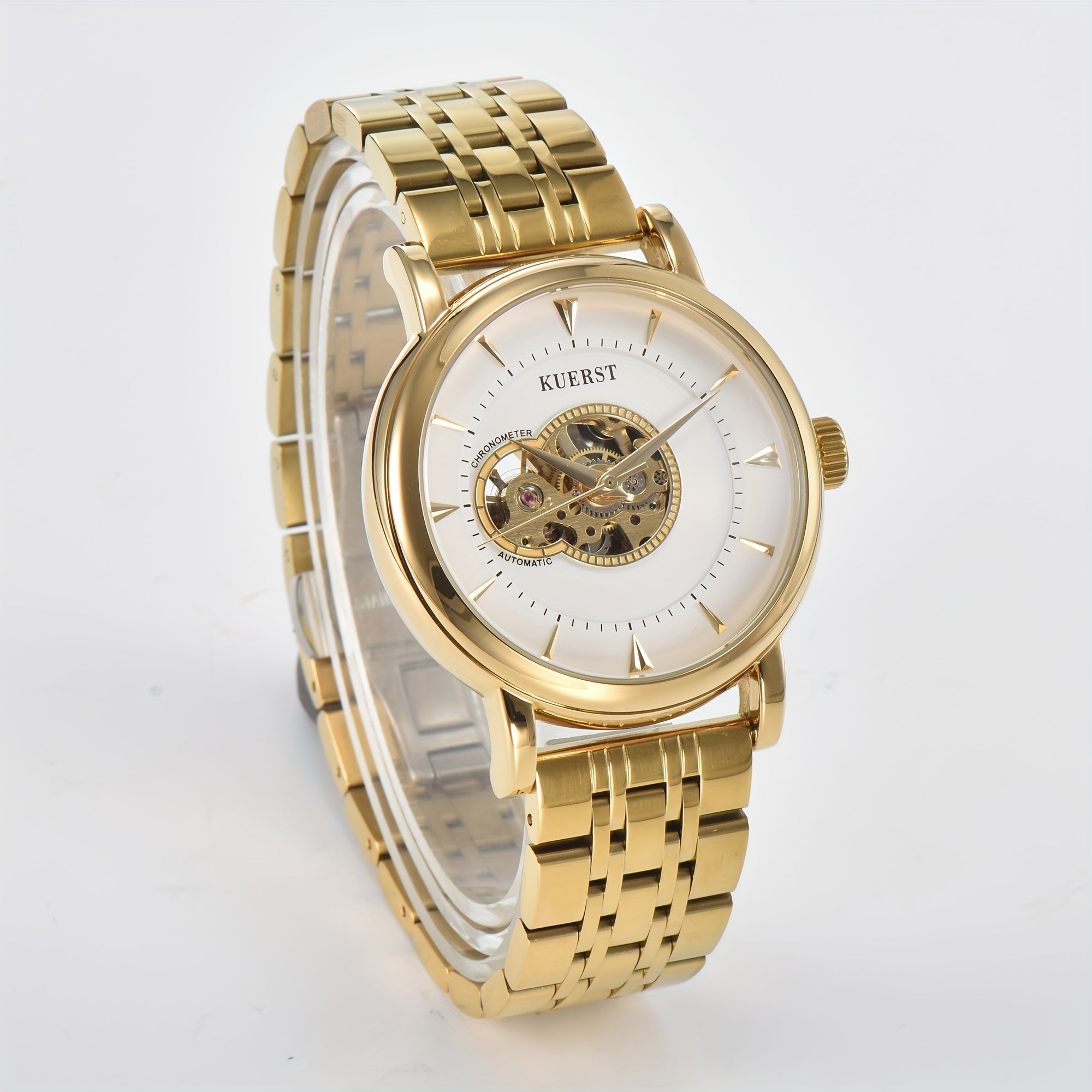 KUERST Men's Steel Belt Mechanical Watch - Butterfly Buckle, Gourd Shaped Dial