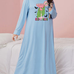 Gothic Nightdress Monster Hand & Bat Print Sleep Dress