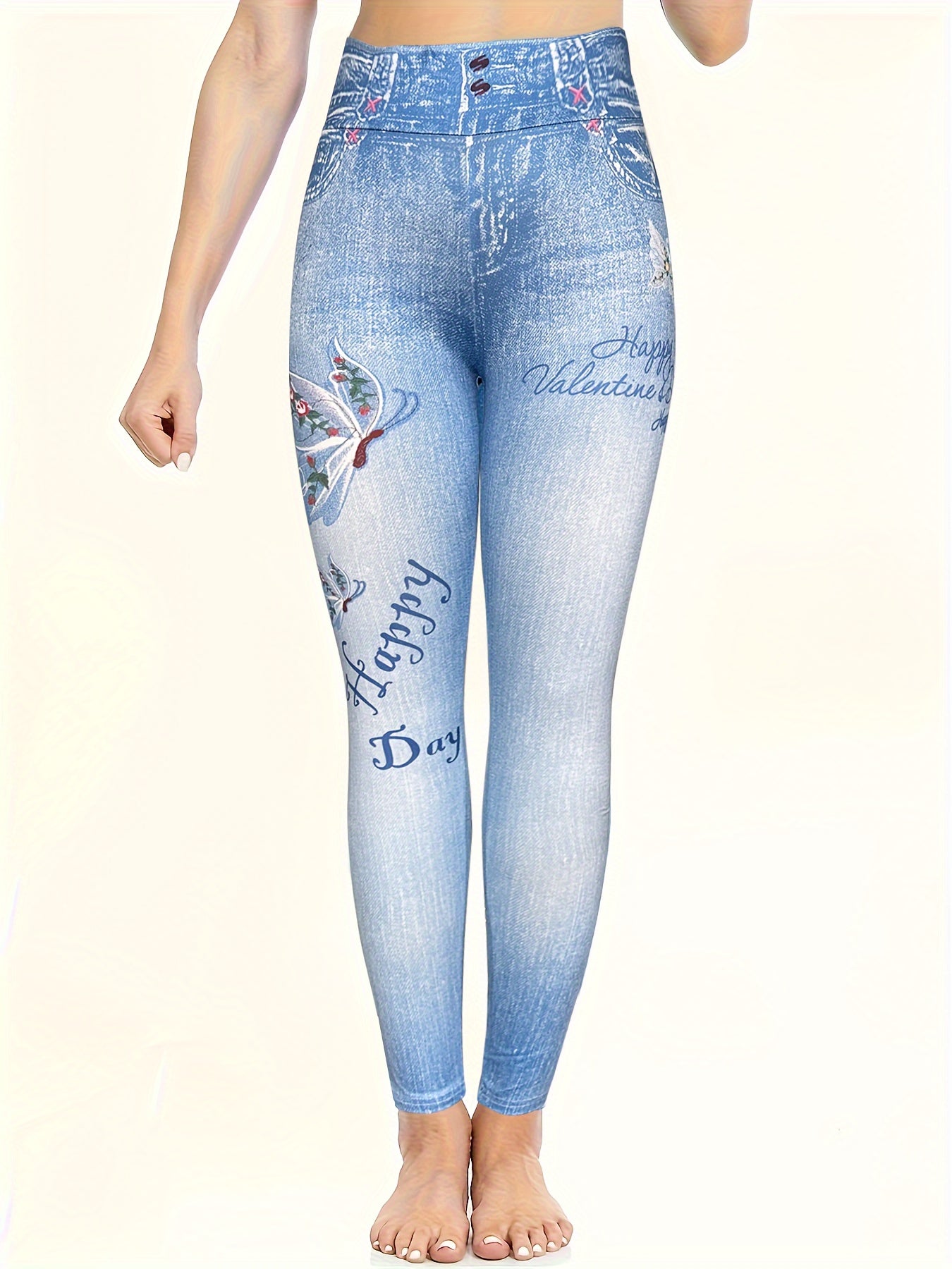 Denim Butterfly Yoga Tight Pants Fitness Leggings