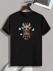 Tribal Monster Print Men's Comfy T-shirt for Outdoor Summer