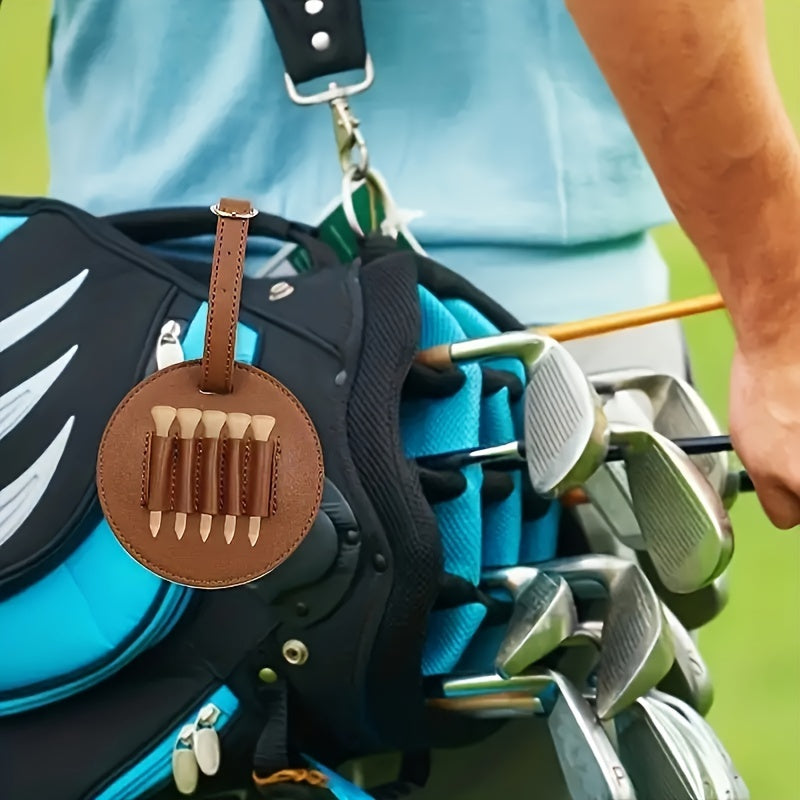 Golf Tee Bag PU Leather Durable with 5 Slots